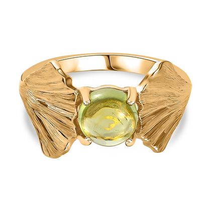 GP Italienische Garten Kollektion -  AA Natürlicher Peridot, Kanchanaburi Blauer Saphir Ring, 925 Silber Gelbgold Vermeil (Größe 18.00) ca. 1.70 ct