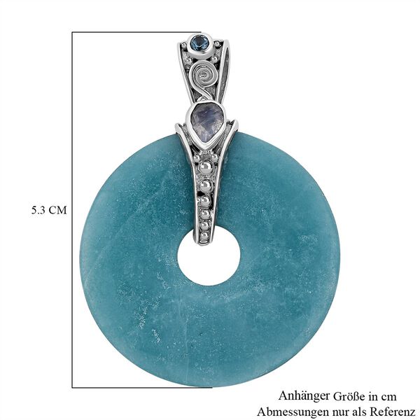 Sajen Silver- Amazonit, Regenbogen-Mondstein und blauer Topas-Anh&auml;nger - 49,67 ct. image number 6