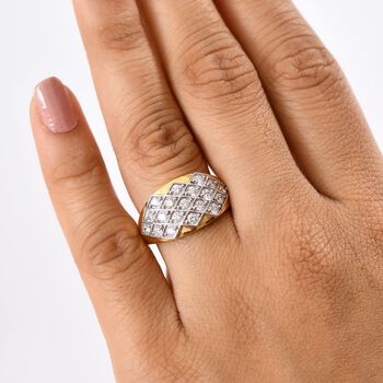 LUXURIANT SI Labor Diamant Ring, 925 Silber 750 Gelbgold Vermeil - 1 ct.