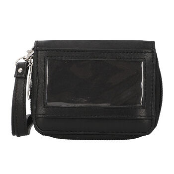Geldb&ouml;rse aus 100% echtem Leder mit RFID schutz und abnehmbarem Riemen, Schwarz