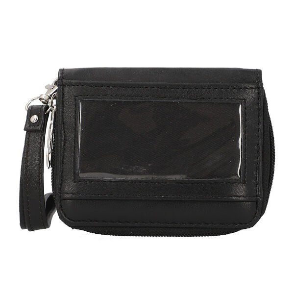 Geldb&ouml;rse aus 100% echtem Leder mit RFID schutz und abnehmbarem Riemen, Schwarz