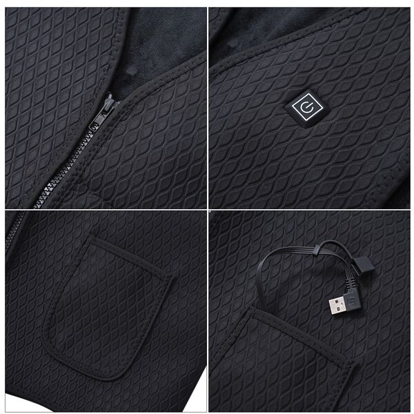 Beheizbare Weste mit Pl&uuml;schfutter, 5 Heizbereiche, 5000 mAh Powerbank, Gr&ouml;&szlig;e 2XL/3XL, Schwarz image number 6