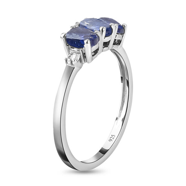 Masoala Saphir und Diamant-Trilogie-Ring, 925 Silber platiniert, 1,13 ct. image number 5