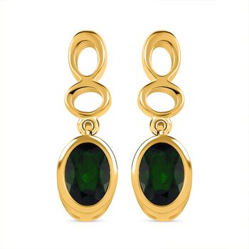 Nat&uuml;rlicher Chromdiopsid Ohrringe, 925 Silber vergoldet, ca. 1.65 ct