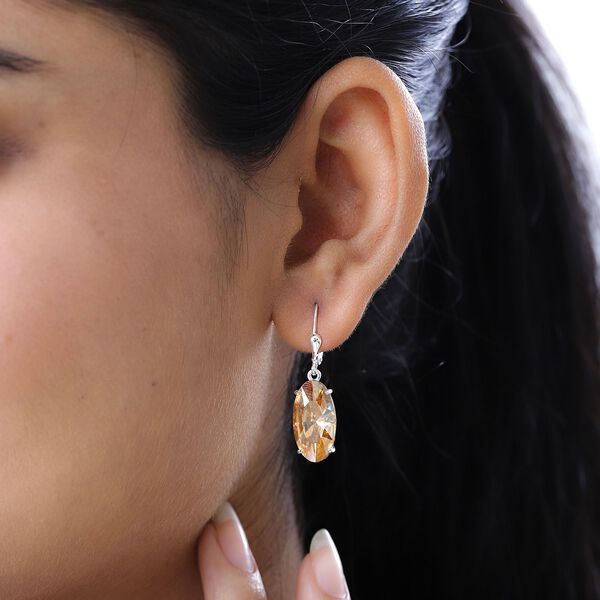 Goldener Kristall Ohrringe, 925 Silber image number 3