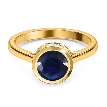 Masoala Saphir (Fissure gef&uuml;llt) Ring, 925 Silber Gelbgold Vermeil (Gr&ouml;&szlig;e 17.00) ca. 2.77 ct