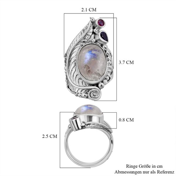 Sajen Silver- Regenbogen Mondstein, Ilakaka rosa Saphir und afrikanischer Amethyst-Ring- 9.53 ct. image number 6