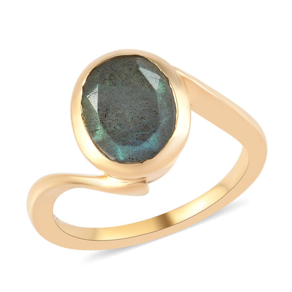 Labradorit Bypass-Ring, 925 Silber vergoldet  ca. 2,53 ct image number 4