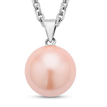 Rosa Muschelkernperlen-Anh&auml;nger und Ohrringe, 925 Silber rhodiniert und 316L Edelstahl 45.00 ct