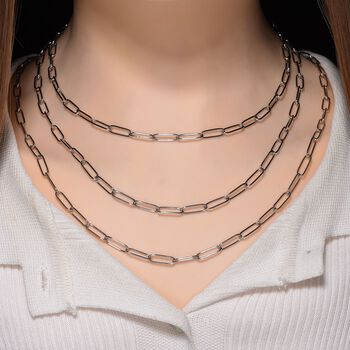 Mehrstr&auml;ngige B&uuml;roklammer 43cm Halskette in Silberton