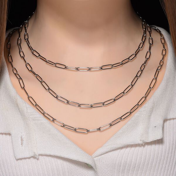 Mehrsträngige Büroklammer 43cm Halskette in Silberton image number 3