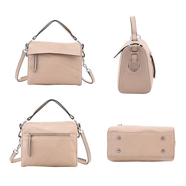 Crossbody Tascheaus echtem Leder, Gr&ouml;&szlig;e 24x9x18 cm, Beige image number 4