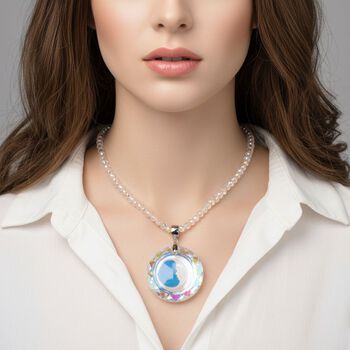 Wei&szlig;er Kristall Anh&auml;nger mit Kette ca. 60 cm + 5 cm Extender