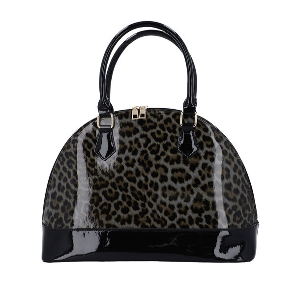 Handtasche mit Leopardenmuster, Gr&ouml;&szlig;e 37x26x15 cm, Grau und Schwarz image number 2