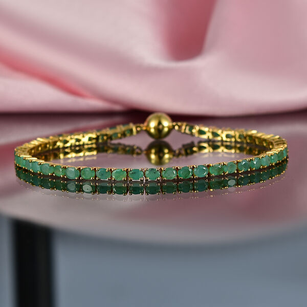 D'Joy AA Socoto Smaragd Armband ca. 18 cm 925 Silber 750 Gelbgold Vermeil ca. 5,80 ct. image number 2