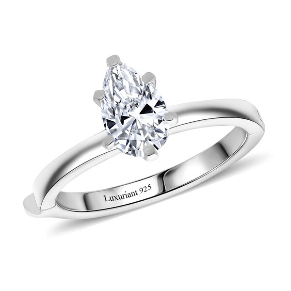 LUXURIANT SGL zertifizierter SI-GH Labor Tropfen-Diamant Ring, 925 Silber rhodiniert - 1 ct. image number 3