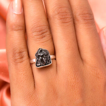Handgearbeiteter Meteorit-Ring, 925 Silber  ca. 21,30 ct