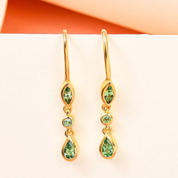 Merelani Mint-Granat Ohrringe, 925 Silber Gelbgold Vermeil ca. 0,94 ct image number 2