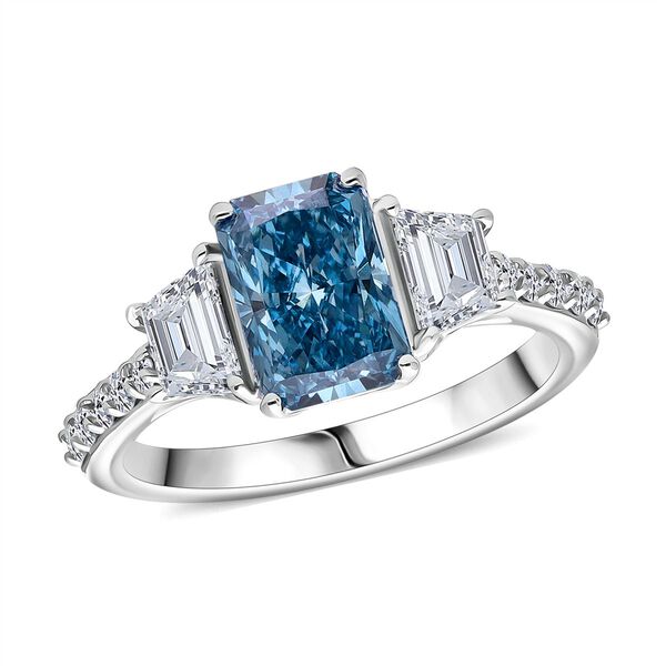 Lab Grown Blauer Diamant VS-EF, Lab Grown Diamant Ring 950 Platin (Größe 19.00) ca. 3,26 ct image number 0