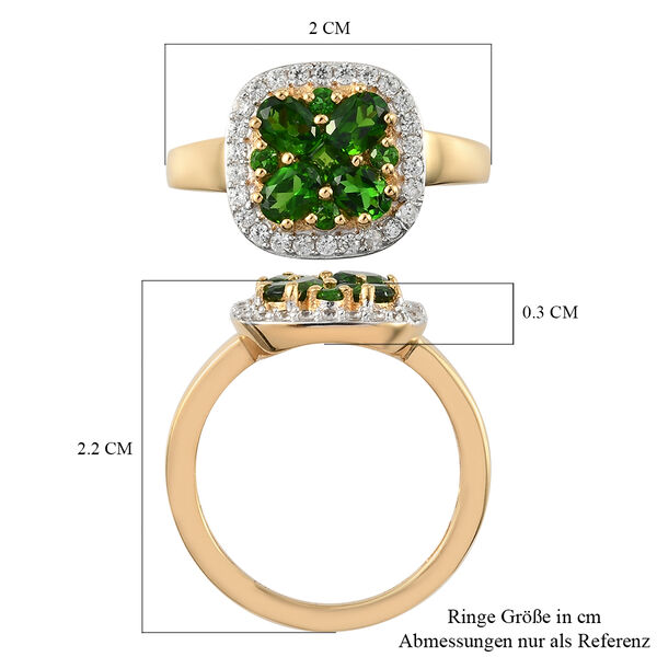 Natürlicher Chromdiopsid und Zirkon Ring 925 Silber vergoldet  ca. 1,26 ct image number 7