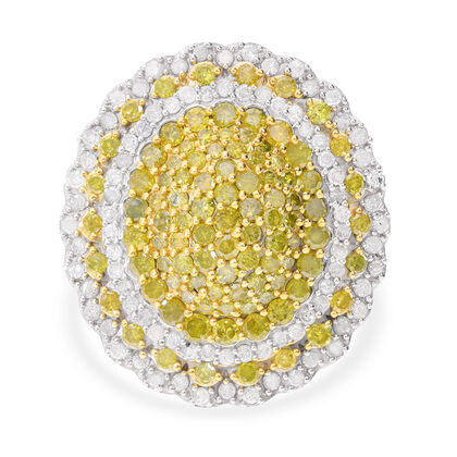 Gelber Diamant Ring, 925 Silber Gelbgold Vermeil (Gr&ouml;&szlig;e 20.00) ca. 1.50 ct