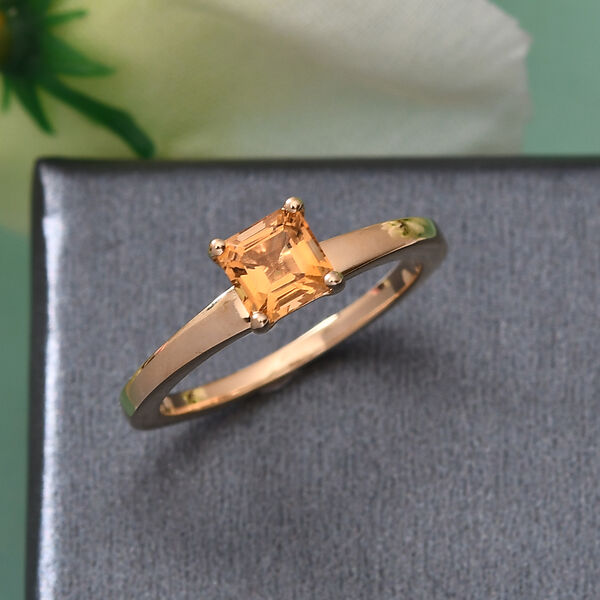 Citrin Solitär Ring 925 Silber 585 Vergoldet image number 2