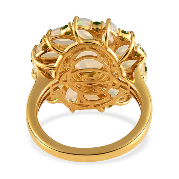 Natürlicher, äthiopischer Opal und Chromdiopsid-Ring, 925 Silber vergoldet  ca. 2,97 ct image number 7