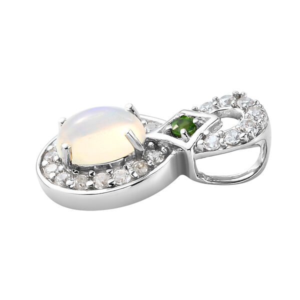 Natürlicher äthiopischer Opal, Chromdiopsid und Zirkon-Anhänger in Silber image number 4