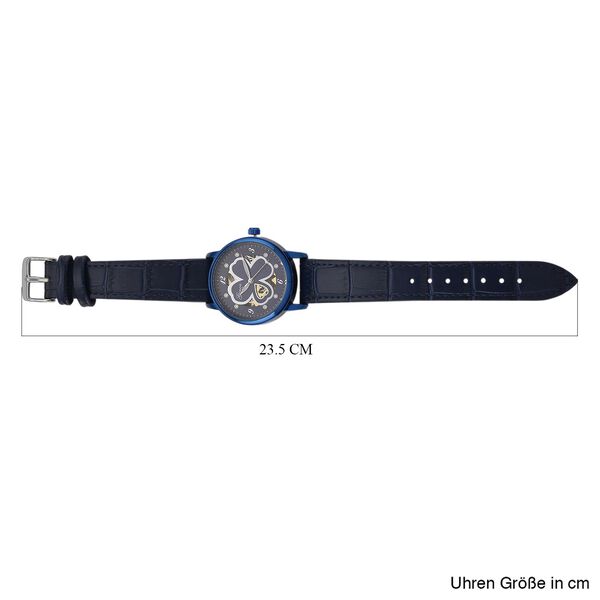 GENOA TIME V2 Automatikuhr mit Automatikwerk, Zifferblatt mit Blumenmuster und Moissaniten, blaues Lederarmband, 36 mm, ca. 0,08 ct. image number 7