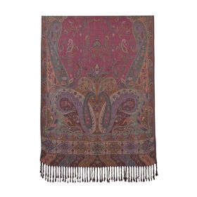 Schal mit Paisley-Muster und Fransen, Einheitsgröße, Mittelbraun