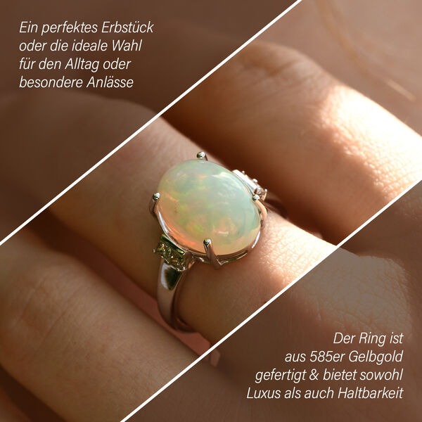 LUXORO AAA nat&uuml;rlicher, &auml;thiopischer Welo Opal und Diamant Ring in 585 Gold - 3,90 ct. image number 2