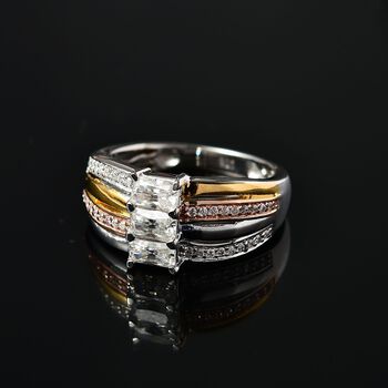 Moissanit Tricolor Ring, ca. 1,11 ct