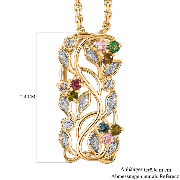 ALLORO AA Multi-Turmalin und Diamantakzenten Anh&auml;nger mit 45cm Kette - 0,39 ct. image number 7