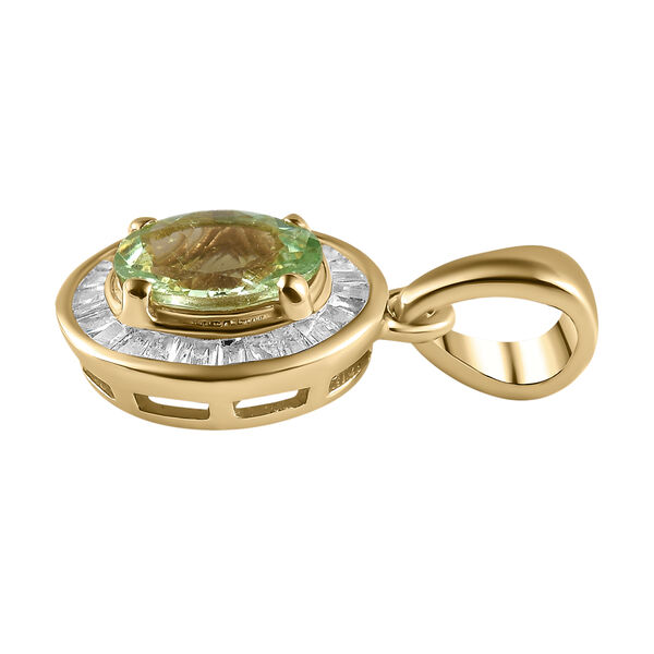 Nat&uuml;rlicher Merelani-Mint Granat und wei&szlig;er Diamant-Anh&auml;nger, 925 Silber Gelbgold Vermeil ca. 1.02 ct image number 3