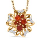 AAAA Blaze-Feueropal Schmuckset 925 Silber 750 Gelb Vergoldet ca. 0,58 ct.