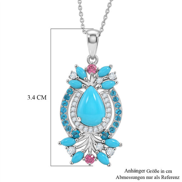 D'Joy Sleeping Beauty T&uuml;rkis, Rosa Turmalin, Neon Apatit und Wei&szlig;er Zirkon ca. 50 cm 925 Silber Rhodiniert ca. 3.12 ct image number 6