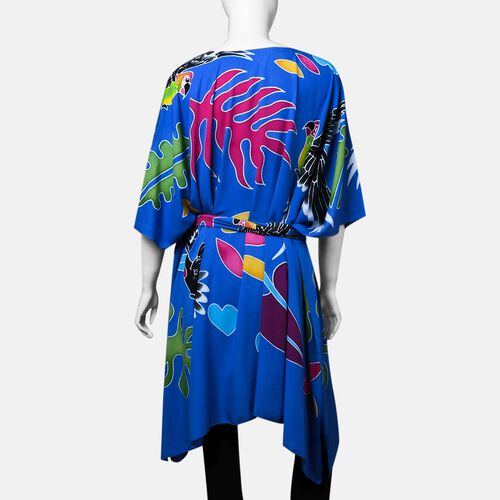 2er-Set - Bedruckter Poncho mit Gürtelschnalle aus Kokosnussschalen, Blau  image number 1