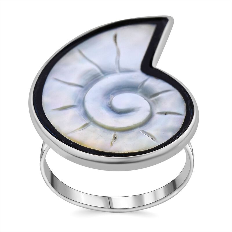 Perlmutt Ringe 925 Silber (Größe 16.00) image number 0