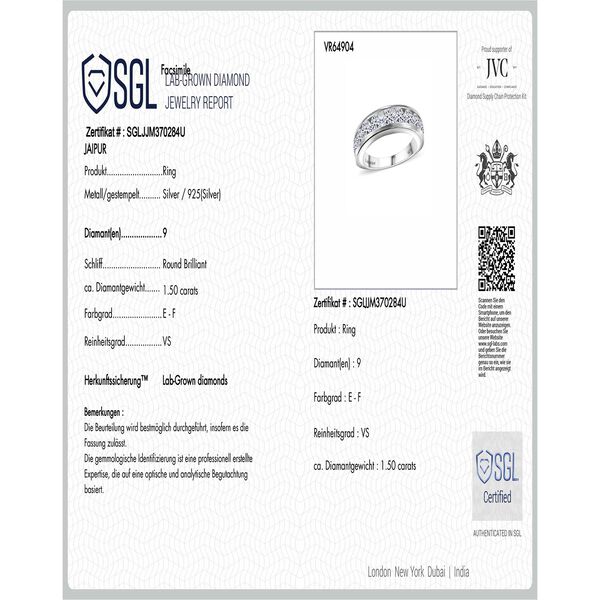 LUXURIANT SGL zertifizierter VS-EF Labor Diamant Ring - 1,50 ct. image number 8