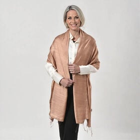 Schal aus Seide und Leinen, 70x200 cm, Beige