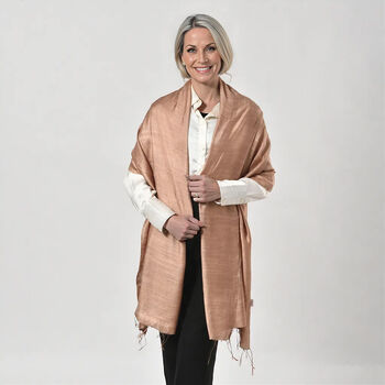 Eleganter Schal aus Seide und Leinen, 70x200 cm, Beige