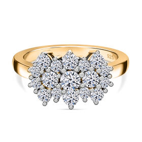 LUXURIANT DIAMOND- SGL zertifizierter VS-EF Labor Diamant Ring, 925 Silber 750 Gelbgold Vermeil - 1 ct.