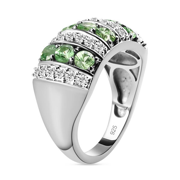 Nat&uuml;rlicher Merelani Mint-Granat und wei&szlig;er Zirkon-Ring, 925 Silber platiniert (Gr&ouml;&szlig;e 17.00) ca. 1.52 ct image number 5