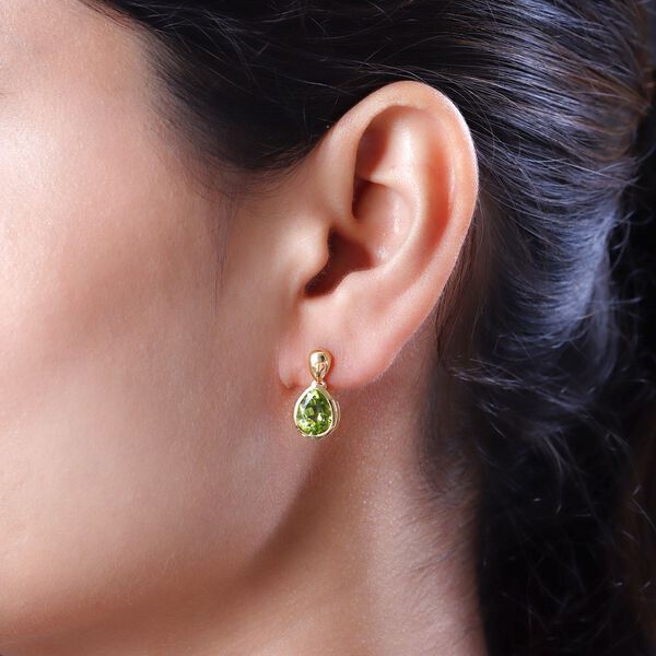 Nat&uuml;rliche Peridot-Solit&auml;r-Ohrh&auml;nger in Silber image number 3