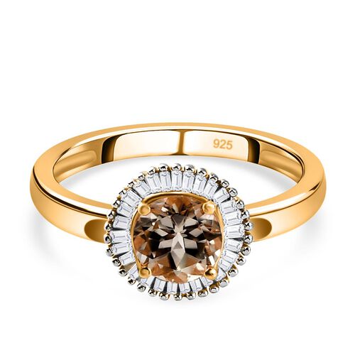 AAA Turkizit und weißer Diamant-Ring, 925 Silber Gelbgold Vermeil  ca. 1,09 ct image number 0