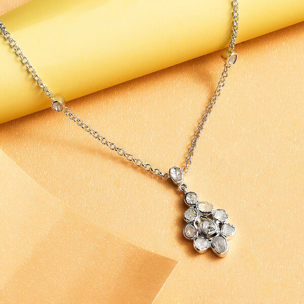 Handgearbeitete, nat&uuml;rliche Polki Diamant-Halskette, 45 cm - 1 ct. image number 2