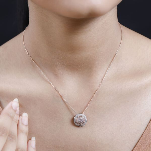 Nat&uuml;rlicher rosa und wei&szlig;er Diamant-Anh&auml;nger mit 50cm Kette - 0,50 ct. image number 3