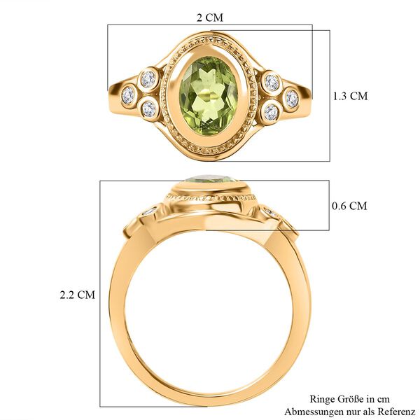Nat&uuml;rlicher Peridot, Wei&szlig;er Zirkon Ring Messing (Gr&ouml;&szlig;e 19.00) ca. 1.36 ct image number 6