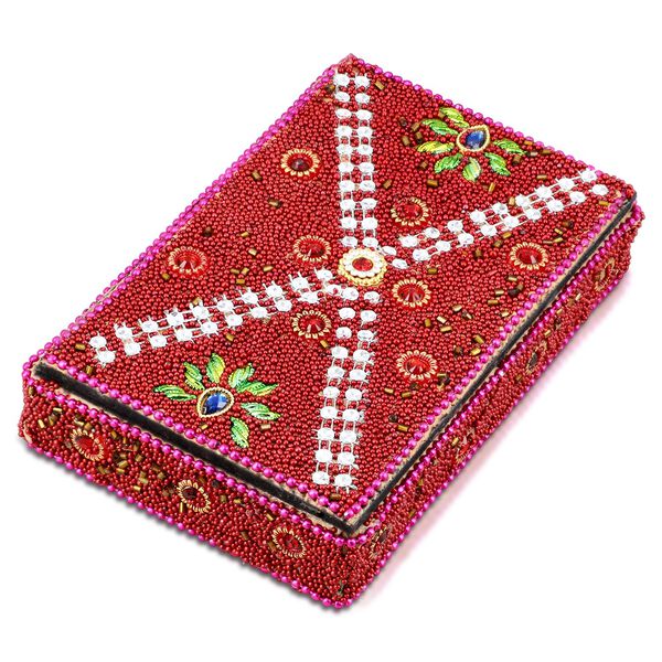 Perlen-Box mit 5 Kugelschreibern (12cm) Geschenkset, 8,5x13,5x3 cm, Rot image number 3