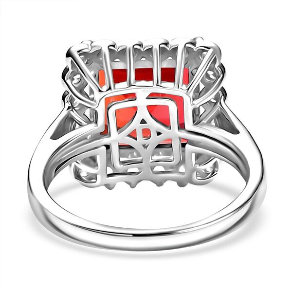 Sunset Serenity - D joy Lab Created Padparadscha-Saphir , Wei&szlig;er Zirkon Ring 925 Silber rhodiniert (Gr&ouml;&szlig;e 16.00) ca. 7.36 ct image number 6